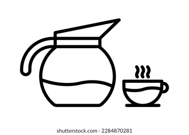 Espresso coffee icon illustration. icon related to coffee element, Coffee pot and coffee cup. Line icon style. Simple vector design editable