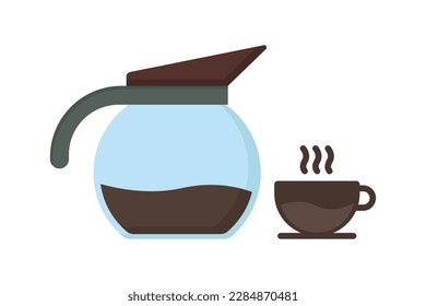 Espresso coffee icon illustration. icon related to coffee element, Coffee pot and coffee cup. Flat icon style. Simple vector design editable