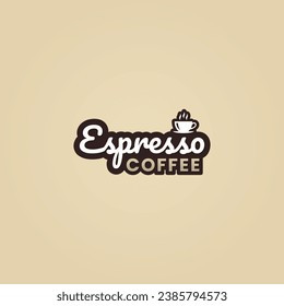 Espresso coffee logo or Espresso coffee label vector isolated in flat style. Best Espresso coffee logo vector for product packaging design element. Espresso coffee label vector for product packaging.