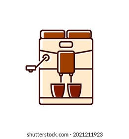 Espresso coffee machine flat icon. Barista professional device. Color filled symbol. Isolated vector stock illustration