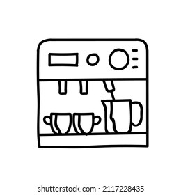 espresso coffee machine icon black and white vector illustration. Editable outline stroke.
