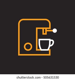 espresso coffee machine icon in flat line style