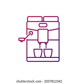 Espresso coffee machine outline icon. Barista professional device. Purple gradient symbol. Isolated vector stock illustration