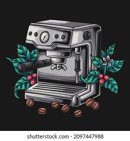 Espresso coffee machine vector illustration