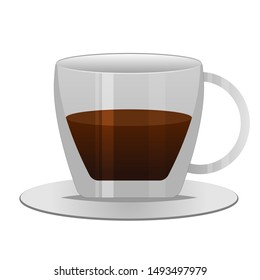 espresso coffee in a transparent glass cup