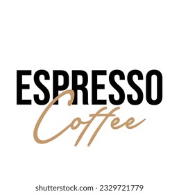 Espresso Coffee Typography Yellow Color Text on white Background
