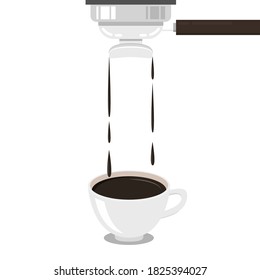 Espresso coffee vector. Coffee cup on white background. Espresso coffee maker.