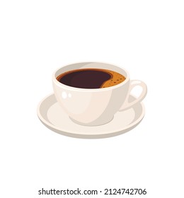 Espresso cup, black coffee mug. Vector illustration cartoon flat icon isolated on white background.