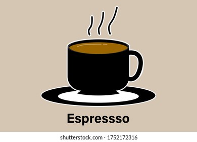 Espresso cup of hot coffee, Drinks menu in the restaurant