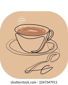 An espresso cup on a brown background. editable eps vector illustration. Can be used for logo, sign, menu, poster, letterhead wall print,