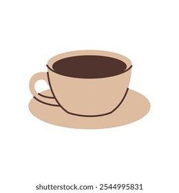 Espresso cup on a saucer. Coffee lover item. Simple flat clipart