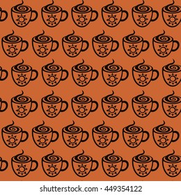 Espresso cups seamless vector pattern. 