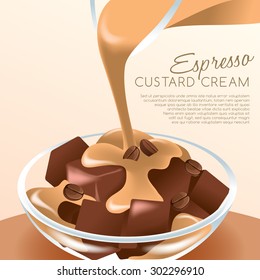 Espresso Custard Cream With Fruit Jelly : Vector Illustration