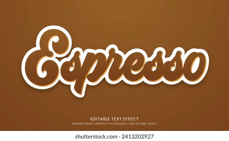 espresso editable 3d text effect template bold typography and abstract style drinks logo and brand