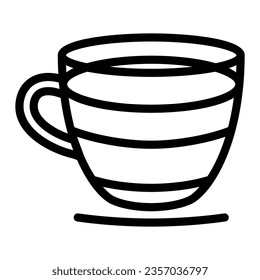 Espresso in glass cup with handle line icon, catering business concept, coffee in cup vector sign on white background, outline style icon for mobile concept and web design. Vector graphics