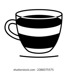 Espresso in glass cup with handle solid icon, catering business concept, coffee in cup vector sign on white background, glyph style icon for mobile concept and web design. Vector graphics