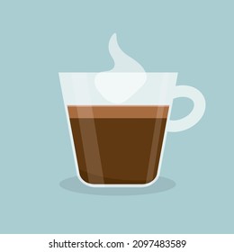 espresso glass cup with steam- vector illustration