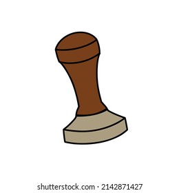 espresso hand tamper doodle icon, vector illustration