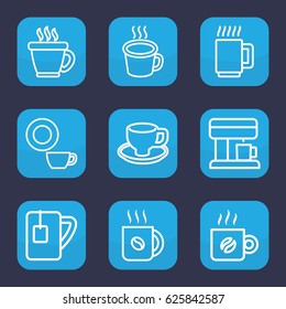 Espresso icon. set of 9 outline espresso icons such as coffee, dish, coffee cup, tea cup, cup, coffee machine