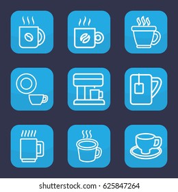 Espresso icon. set of 9 outline espresso icons such as coffee, dish, coffee cup, tea cup, cup, coffee machine