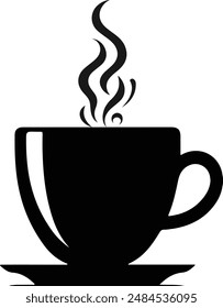 Espresso icon. Strong coffee in espresso cup and smoke. Vector Illustration