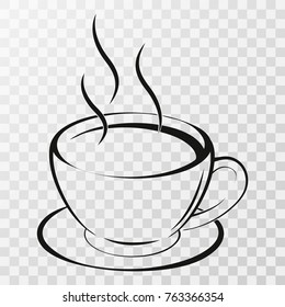 Espresso icon. Strong coffee in espresso cup and smoke. Vector Illustration.