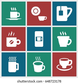 Espresso icons set. set of 9 espresso filled icons such as vending machine, coffee, dish, coffee cup, tea cup, cup