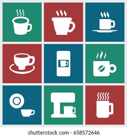 Espresso icons set. set of 9 espresso filled icons such as vending machine, coffee, dish, coffee cup, cup, coffee machine
