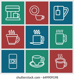 Espresso icons set. set of 9 espresso outline icons such as vending machine, coffee, dish, coffee cup, tea cup, cup, coffee machine