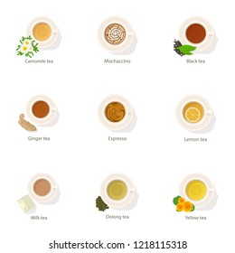 Espresso icons set. Cartoon set of 9 espresso vector icons for web isolated on white background