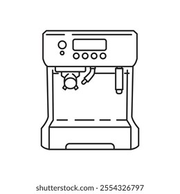 espresso machine automatic icon vector illustration. dual boiler espresso maker with black outline style.  Coffee concept