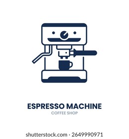 Espresso máquina. espresso, máquina, café, cerveja, barista, cafeína, aparelho, pressão. Ilustração de ícone de vetor