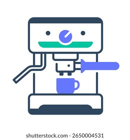 Espresso máquina. espresso, máquina, café, cerveja, barista, cafeína, aparelho, pressão. Ilustração de ícone de vetor