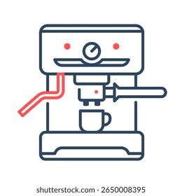 Espresso máquina. espresso, máquina, café, cerveja, barista, cafeína, aparelho, pressão. Ilustração de ícone de vetor