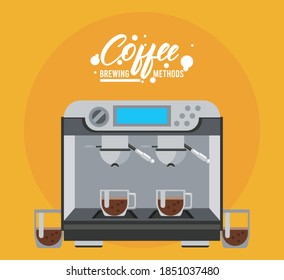 espresso machine coffee brewing method vector illustration design