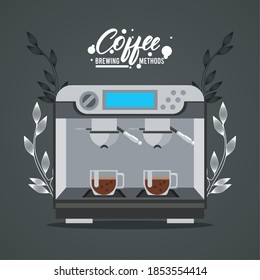 espresso machine coffee brewing method vector illustration design