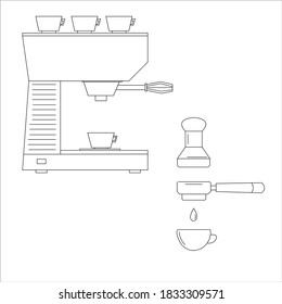 Espresso machine coffee maker outline vector