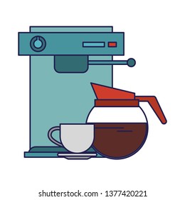 Espresso machine with coffee pot blue lines