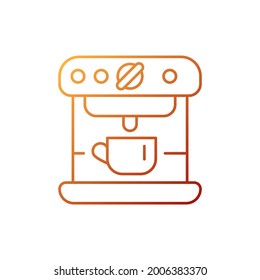 Espresso machine gradient linear vector icon. Professional coffee maker device with cup. Barista accessories. Thin line color symbols. Modern style pictogram. Vector isolated outline drawing