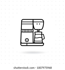 Espresso machine icon. Coffee machine outline icon. Coffee equipment vector illustration. Icon coffee machine with coffee pot in flat line design style