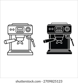 Espresso Maschine Symbol Umriss und Füllung auf weißem Hintergrund Schlagwörter: Espressomaschine