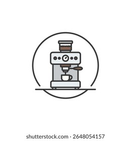 Espresso machine icon symbolizing quality brewing. Perfect for café websites, digital menus, or roastery branding focused on barista equipment and rich espresso experiences