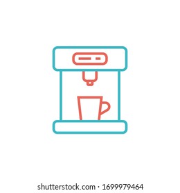 Icono de máquina espresso ilustración vectorial de dos líneas de color diseño. aislado sobre fondo blanco