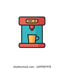 Icono de máquina espresso ilustración vectorial relleno diseño de estilo de esquema. aislado sobre fondo blanco