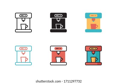 espresso machine icon vector illustration with six different style design. isolated on white background