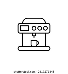 Máquina de café espresso Icono lineal Gráfico que representa el proceso de fabricación de café