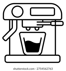 Espresso machine with espresso shot icon logo for cafe barista coffee brewing drink service design
