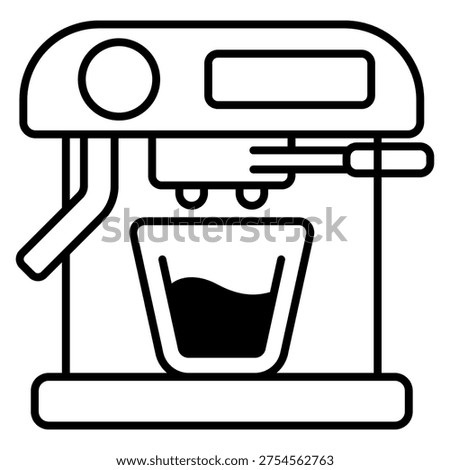 Espresso machine with espresso shot icon logo for cafe barista coffee brewing drink service design