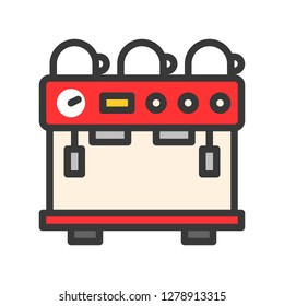 Espresso machine vector, coffee related filled design editable stroke icon