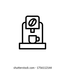 Icono de línea de concepto del fabricante de espresso. Ilustración de elemento simple. Diseño de símbolos de esquema de esquema de creador de espresso del conjunto de barras. Se puede usar para web y móvil